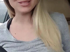 humungous Lactating mammories in the Car with fuck stick