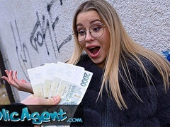 Stor kukk, Blond, Briller, Hd, Synsvinkel, Offentlig, Realitet, Tanga