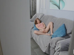 Blondine, Pik sutte, Hundestilling, Håndjob, Onani, Barberet, Mager, Snugkigger