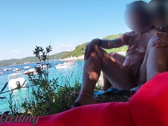 Strand, Naakte man aangeklede vrouw, Flashing, Frans, Masturbatie, Orgasme, Openbaar, Kut duiken