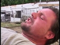 Jorg JJ fucks hot mature brunette with big boobs on farm