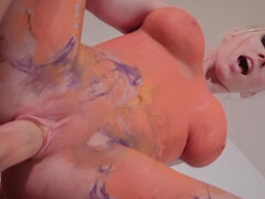 Grote mammen, Blond, Pijpbeurt, Hondjeshouding, Sperma in gezicht, Hd, Rijden, Tatoeage