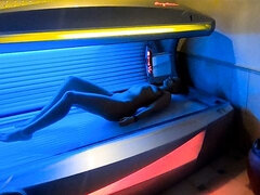 에보니, 발 페티쉬, 발로 애무하기, 하드코어, 대단히, 자연의 가슴, 공개적인, Solarium