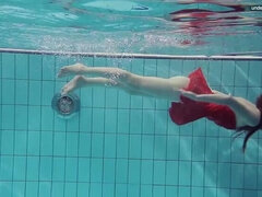 Femelle, Hd, Piscine, Public, Russe, Solo, Serré, Sous marin