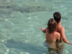 Pláž, Prichytení, Pár, Honění, Vonku