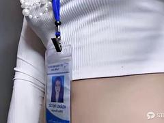 아시안, 수음, 공개적인, 혼자