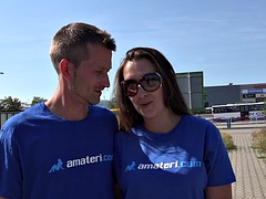 Amatør, Kukk suging, Brunette, Par, Sperm skott, Runke, Hardcore, Utendørs