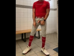 Buff Dilfjockdad87 Edges in the Locker Room in Baseball Gear
