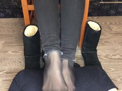 kelly feet mistress slave lick shoes kiss and sniff nylon socks