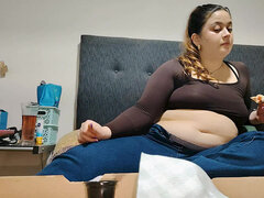 Nicole's Massive Pizza Binge: Belly Bursting Bliss