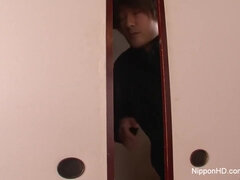 Japanese Girl Plays With Her Pussy While Some Boys Peep