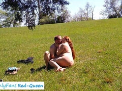 Americké, Bbw, Pár, Líbání, Venku, Pička