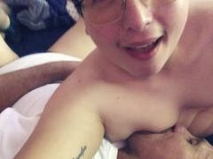 Chubby disabled guy Lymph Guy enjoys some nipple play and smooching fun