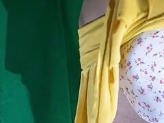 Flowery Seamless Thong with Yellow Skirt