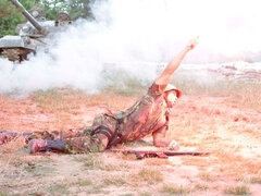 軍人, お尻, 黒人, フェラチオ, 茶髪の, 手コキする, アウトドア, ティーン