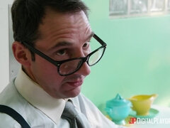 Cocky milkman fucks gorgeous housewife in the kitchen