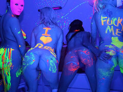 College students with body painting fucked in ultraviolet light