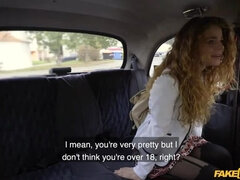 Pervy Curly Haired Teen Beauty Banged in the Taxi