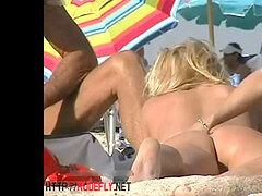 platinum-blonde cutie undressing naturist beach voyeur flick