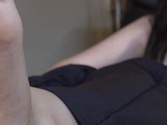 Enthousiasteling, Bruinharig, Dominante vrouw, Voeten fetish, Hakken, Panty, Secretaresse
