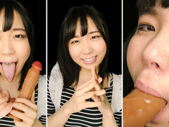 Ena Yuzuriha Takes the Dildo Deep, Warm Saliva Dripping as She Looks up with Teary Eyes - POV