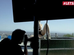 アメリカ人, ブロンド, ヒール, なめる, 下着, オマンコ, 剃毛, オッパイの