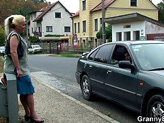 Old granny is picked up and pussy fucked