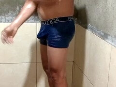 Noy Lucky having a solo shower session