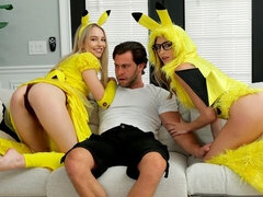 Passionate teens Kyler Quinn and Lily Larimar VS big dick