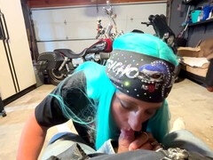 Lingerie-clad hot tattoo girl Skyydrifter services that man meat with a handjob