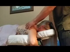 Stor stjärt, Blondin, Sperma i munnen, Sperma shot, Hardcore, Massage