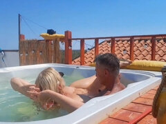 Amateur Blonde Mature Wife Enjoys Naked Pleasure in Whirlpool