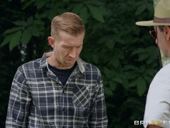 Glamour blonde MILF with big boobs fucks Danny on nature