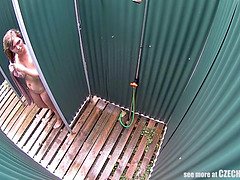 Czech Blonde Milf Cought in Public Shower
