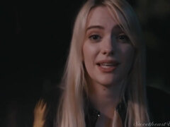 Blondine, Blasen, Süss, Lesbisch, Natürlichen titten, Muschi, Strümpfe, Titten