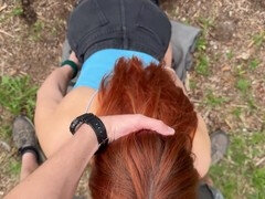 Duży kutas, Obciąganie, Kneblowanie, Orgazm, Na wolnym powietrzu, Rudowłosa