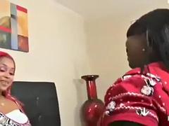 Gorda, Tetas grandes, Negro, Ébano, Montar, Trio, Tetas