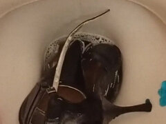Sexy Pointy High Heels Peed on and Flushed Down the Toilet