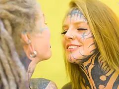 Heavy Tattooed Lesbians Riding Big Toys - Anal, ATM, Fatnasy Dildos - Alt-girls, Punk, Goth, Hippie and Split Tongue