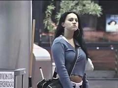 Beautiful and hot brunette with a big tail moaning and cumming, giving her pussy and very tasty spit: Porn