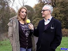 Curvy UK teen doggystyle fucked by grandpa
