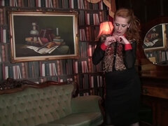 머리카락이 많은, 랑제리, 밀프, 자연적인, 보지, 빨간 머리, 혼자, 스타킹