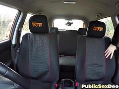 Amatør, Bil, Lubben, Søt, Europeisk, Utendørs, Offentlig, Realitet