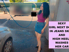 Amatør, Bil, Fetisj, Hæler, Milf, Utendørs, Skjørt, Alene