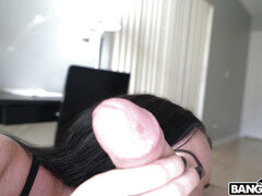 Amateur Leila LaRocco is sucking the big cock in POV