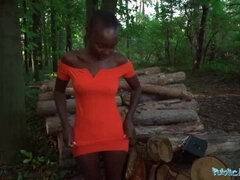 Ebony babe Zaawaadi gets rough outdoor fuck in the woods by Erik Everhard