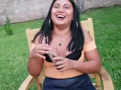 Sexy Latina babe flashing panties in upskirt tease