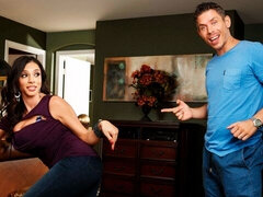 MILF with giant boobies Ariella Ferrera anally screwed on the red sofa