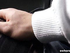 Macchina, Toccando, Hd, All'aperto, Pubblico, Rasata, Puttana, Calze