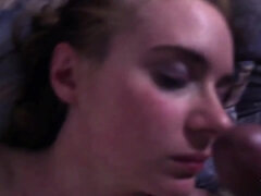 Face pummel and jizm in step-daughter-in-law's face while resting